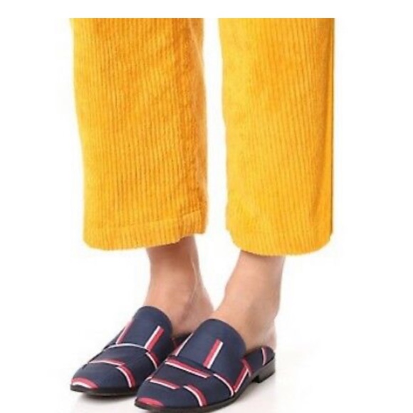 FREE PEOPLE Women At Ease Navy & Red Stripe Brocade Mule Slide Loafer 6-6.5 / 38 - Picture 10 of 10